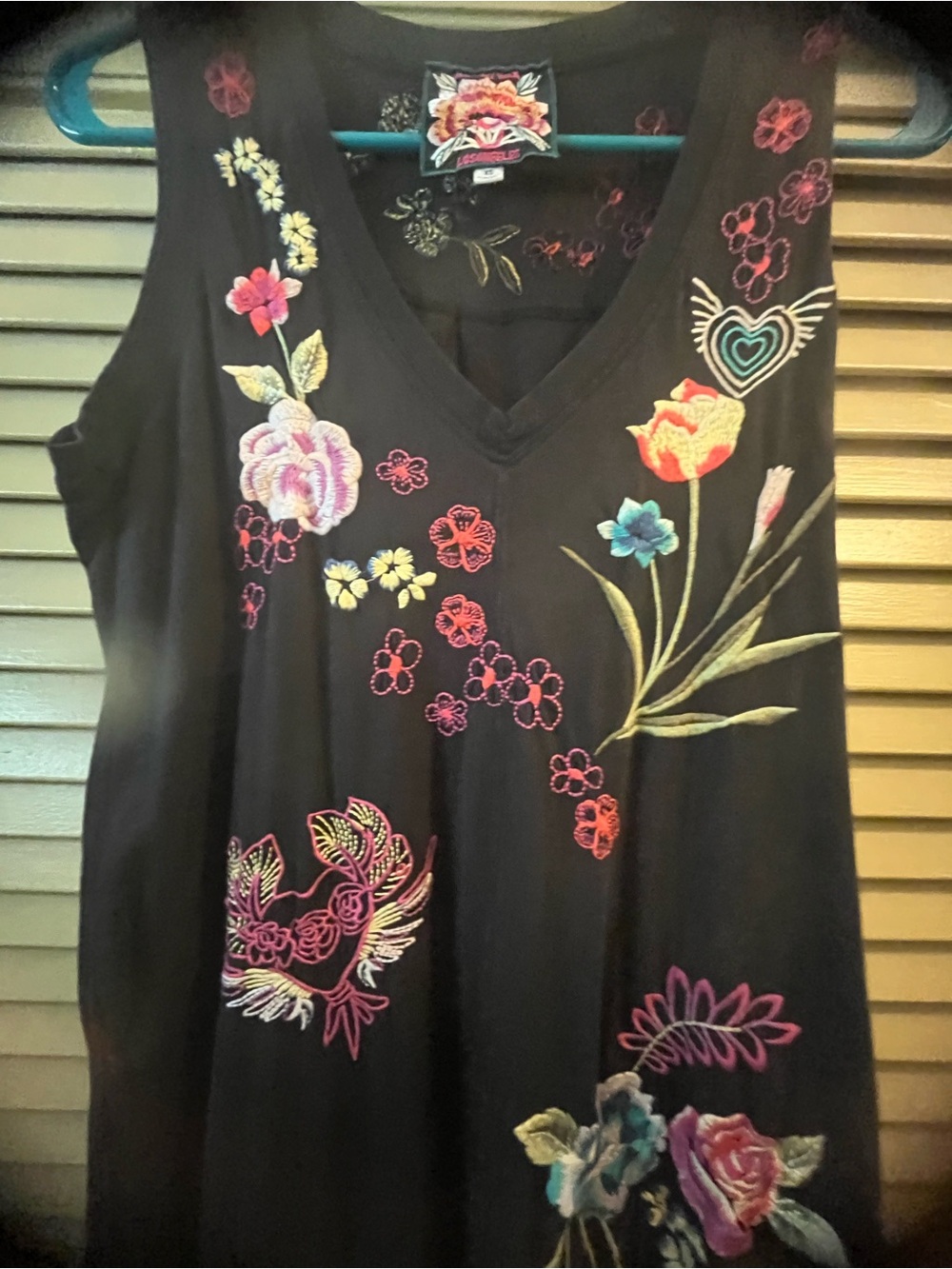 Johnny Was Sleeveless Black Maxi Dress with Multicolor Floral Embroidery - Picture 4 of 5